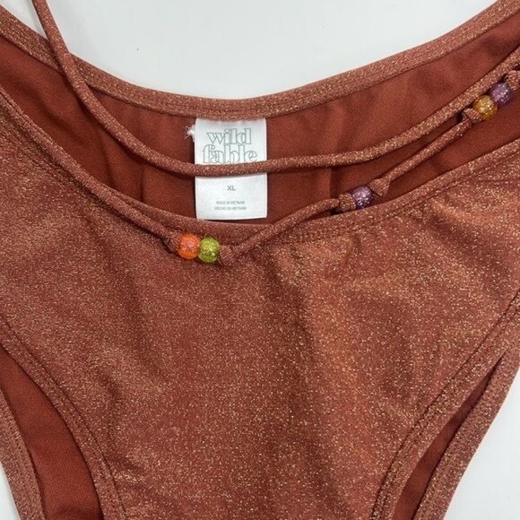 Wild Fable Bikini Bottom Beaded Side-Tie Cheeky & High Leg Women's Sz XL NWOT - Picture 3 of 6